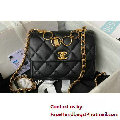 Chanel Lambskin & Gold-Tone Metal Badges Mini Flap Bag AS4274 Black 2023